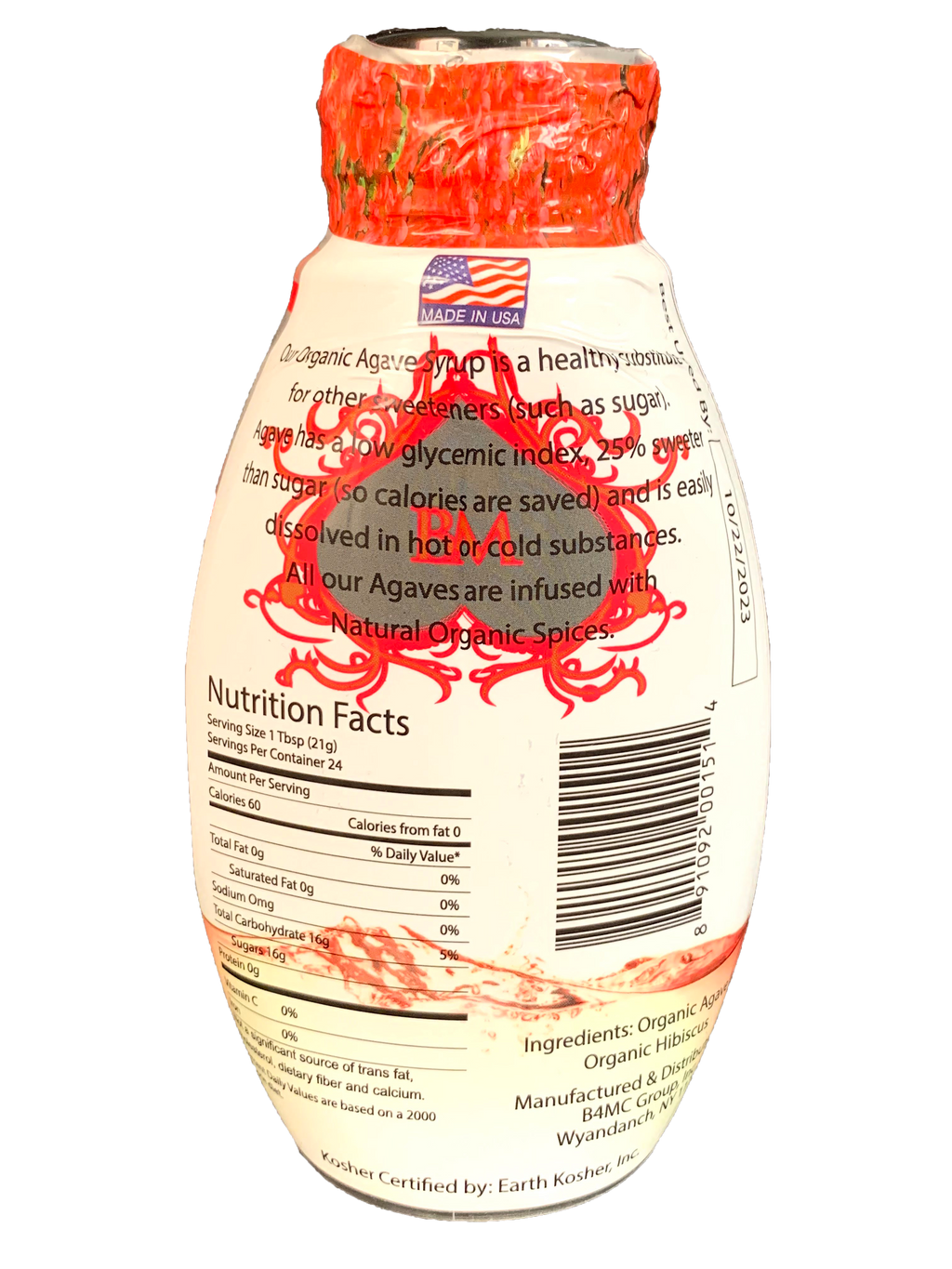 BLACK MOMMA ORGANIC HIBISCUS AGAVE, VEGAN, KOSHER - 17.5 OZ - Black Momma Tea & Cafe