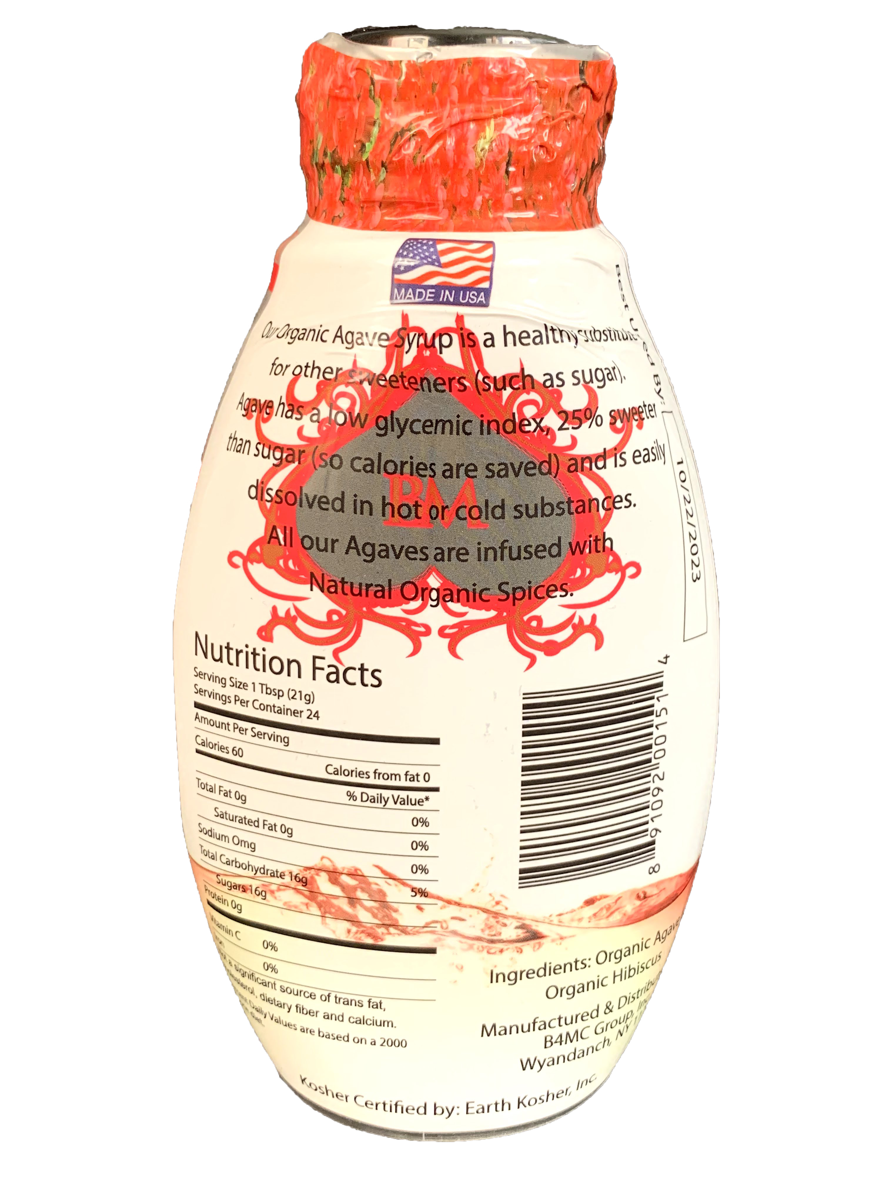 BLACK MOMMA ORGANIC HIBISCUS AGAVE, VEGAN, KOSHER - 17.5 OZ - Black Momma Tea & Cafe