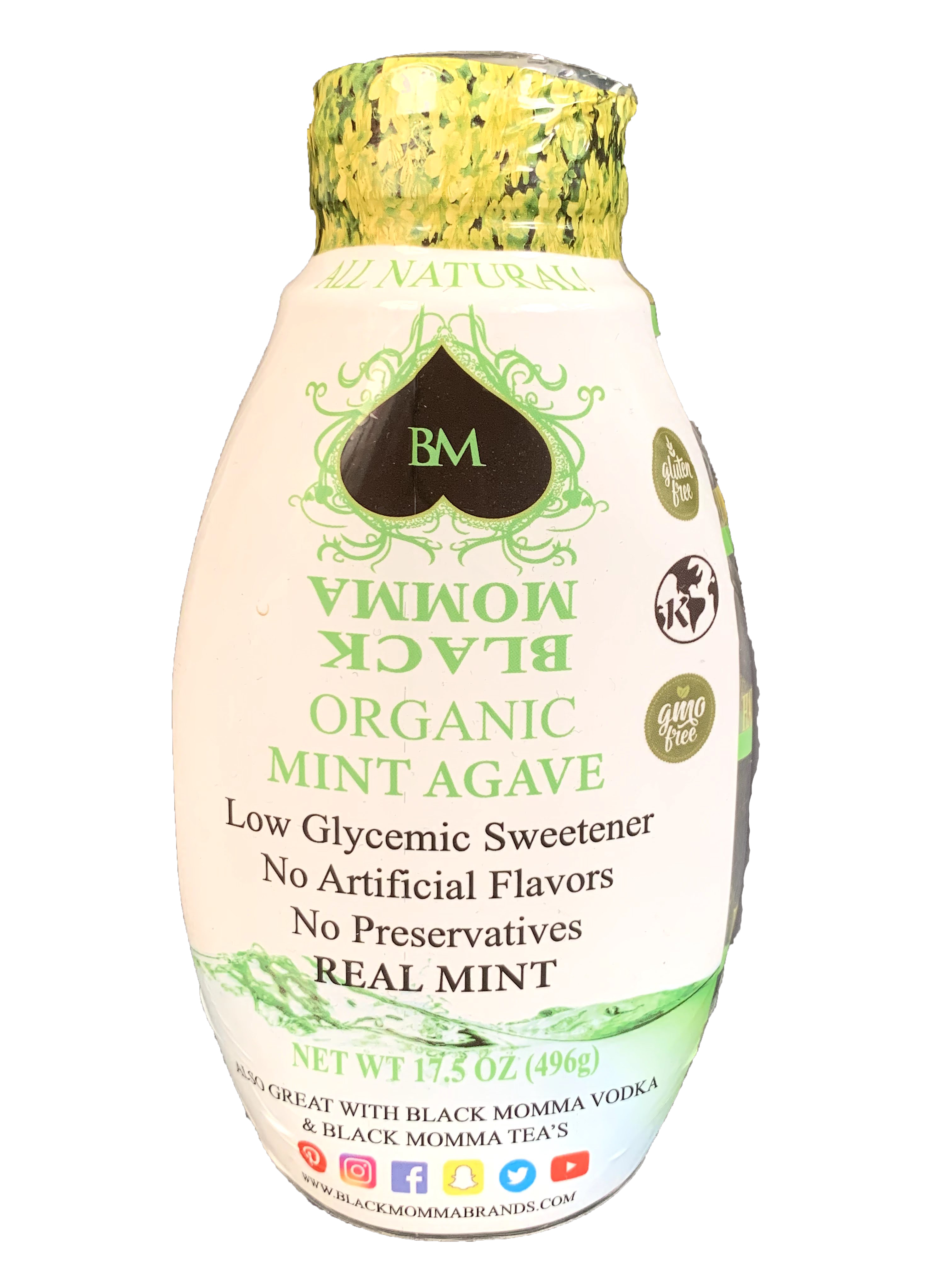 BLACK MOMMA ORGANIC MINT AGAVE VEGAN, KOSHER - 17.5 OZ - Black Momma Tea & Cafe